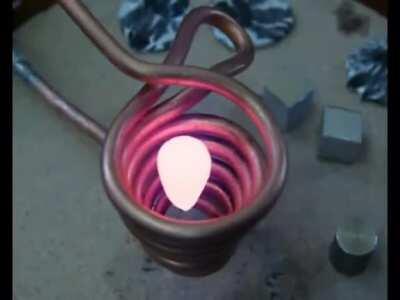 Induction Heater melts a metal cylinder
