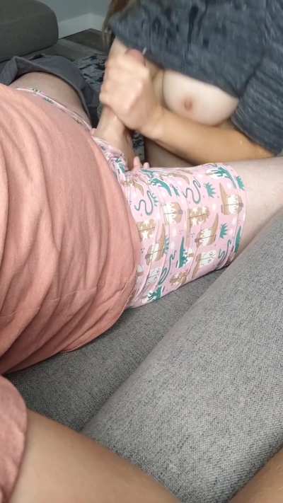 I love rubbing his cum into my tits