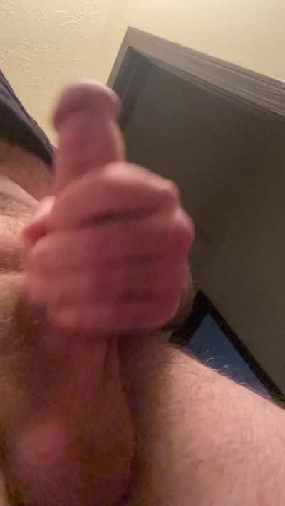 Stroking my hairy cock