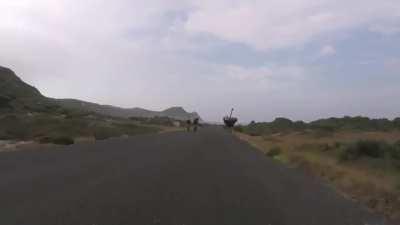 🔥Cyclists chased by an Ostrich