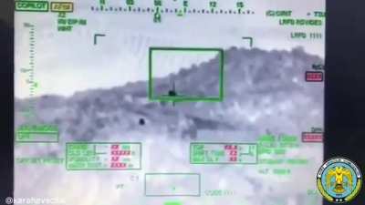 Targeting and destroying 2 vehicles belonging to Turkish T-129 YPG with its head cannon and Cirit missile, Afrin 2018
