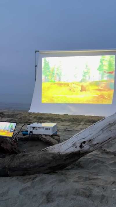 Finally, my childhood dream come true, playing my own game, on the beach.