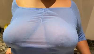 I have big boobs. I don’t wear bras. My boobs hang.