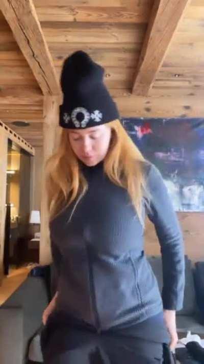 Palina Rojinski struggling to get her huge tits in her outfit