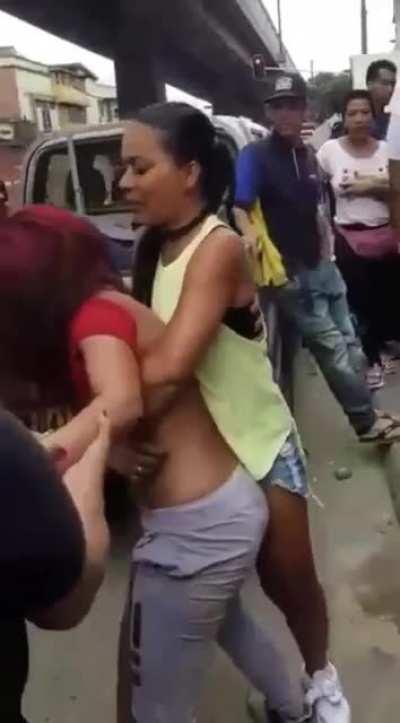 Two women fight over last training bra