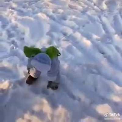 Looks like a kid playing in the snow