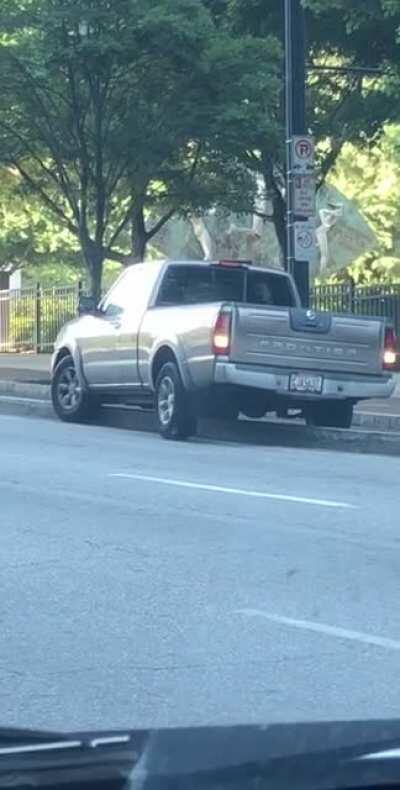 Truck driver tried to use a bike lane