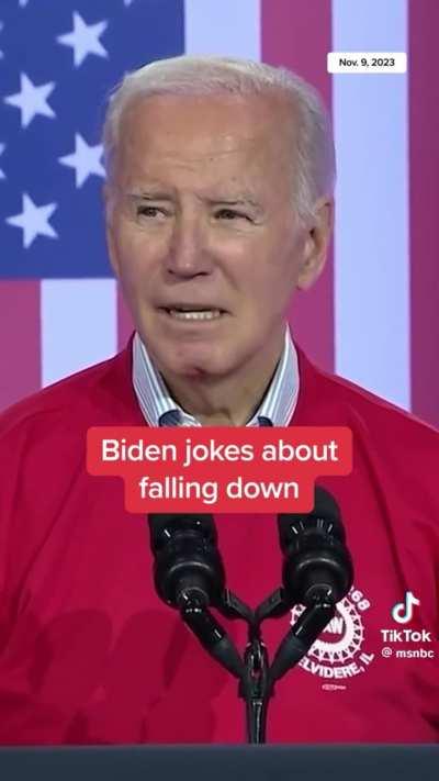 Of course Dark Brandon falls occasionally. Surfaces tremble at his mighty presence.