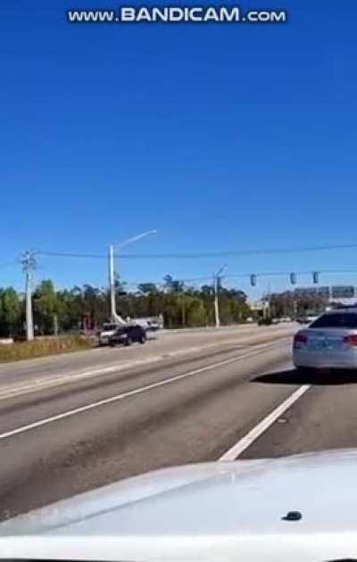 Scraping someone's car in traffic then getting pulled over by a police car that's in said traffic