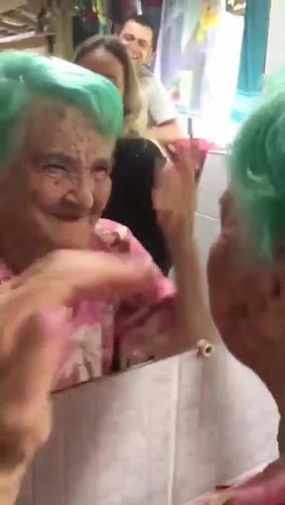 Grandma always wanted to dye her hair, finally happened