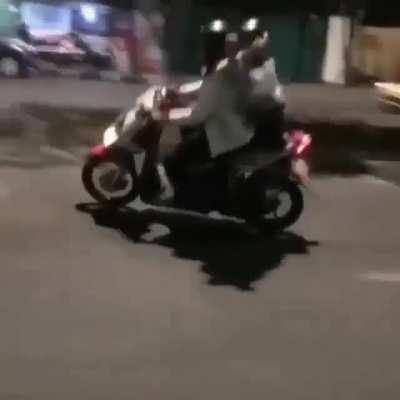 Don't drive your scooter like this on the road