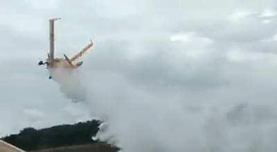 (10/12/21) A crop-duster in Brazil suffered a structural failure during a demonstration. Probable cause of the accident is an increase past the G-load limit, since the pilot pulled up hard before it was finished dropping all the water.