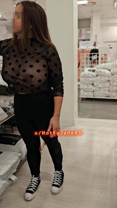 My HUGE titties in SHEER while shopping