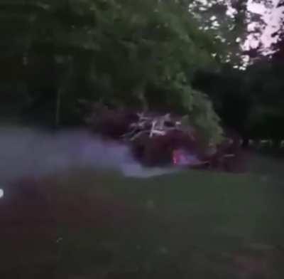 PVC pipe bazooka ignites bonfire
