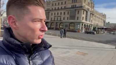 The security presence in Moscow is extraordinary. But there are groups of people here, quietly making their presence known. Not shouting or screaming in protest. Just walking. Eerie.