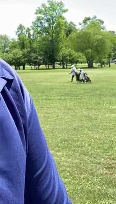 My playing partner for the day with an interesting swing technique