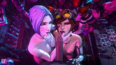 Maya and Gaige getting a cumshot (WinceFall)