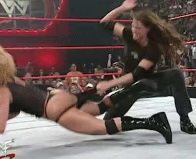 Stephanie stripping & spanking Trish Stratus