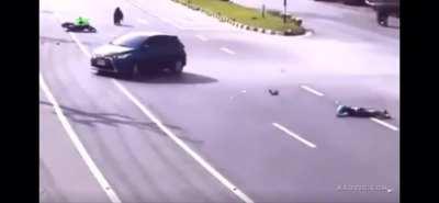 Some people just can’t win in life! You survive a crash only to be hit a second time while walking away. How unlucky can you get?!