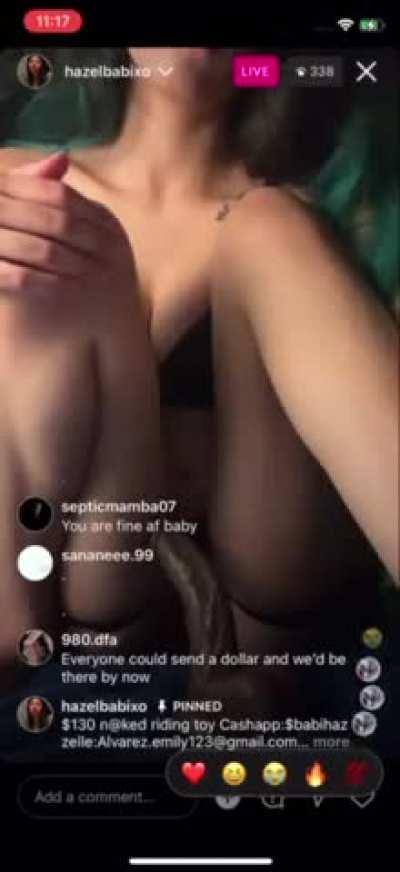 HazelBabi showing sexy pretty skin😍🥵&amp; teasing simps with dildo 🍆on Instagram LIVE