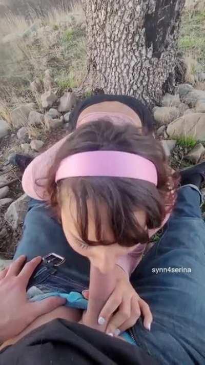 cutie in pink sucks you off in nature [OC]