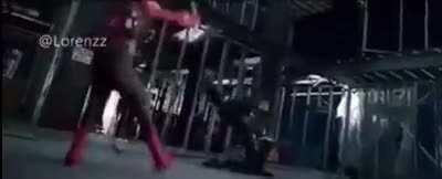 An epic scene from spiderman