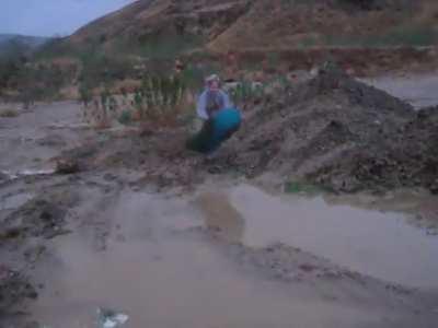 Boogie boarding over a mud puddle, WCGW?