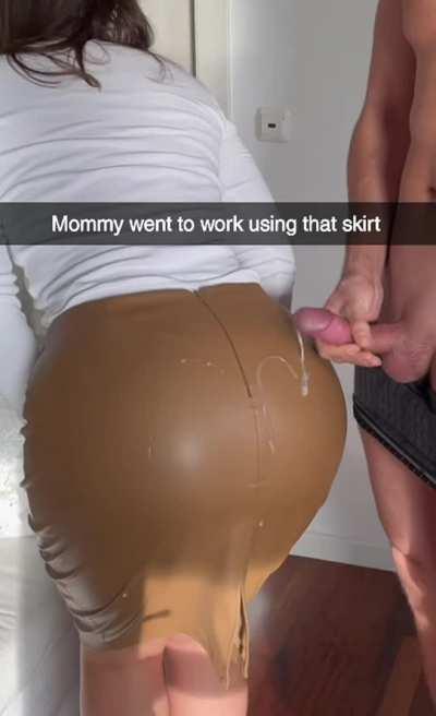 I didn't notice she had cum on her skirt