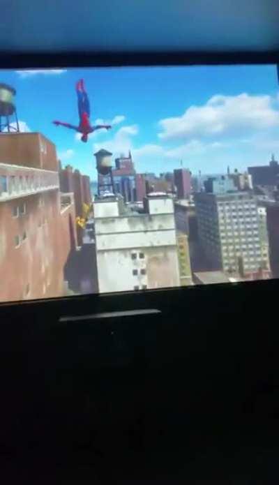 Kid playing Marvel’s Spider-Man for the first time