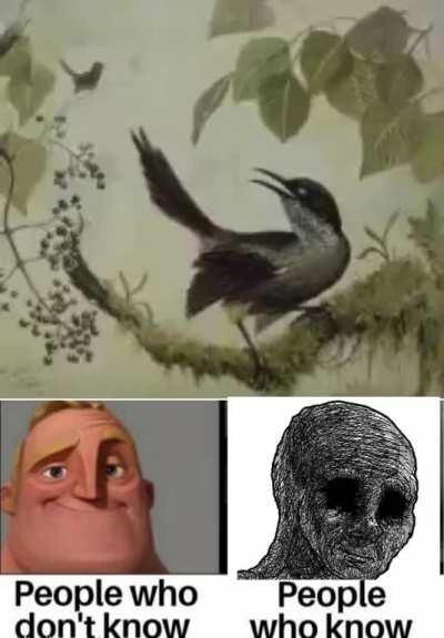 An existential dread causing cognition hazard for all that know the tragic context of this bird call