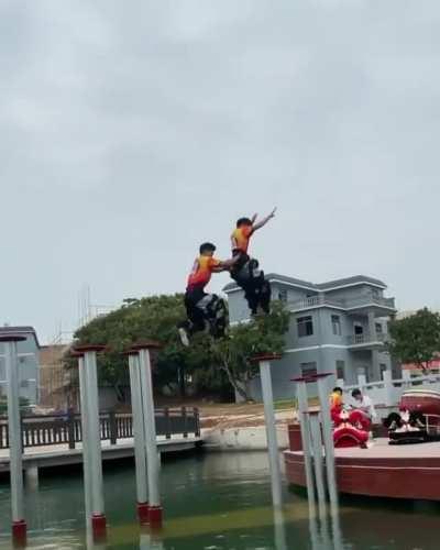Lion dancers practicing their routine
