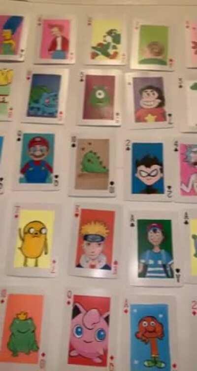 My 17 year old sister hand painted me a custom set of playing cards for Christmas!!