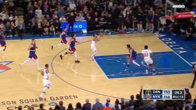 [Highlight] Jokic misses the three-pointer, Brunson lobs it up to Mitchell Robinson in transition and MSG explodes as the Knicks go up 6 with 24s left in the game!