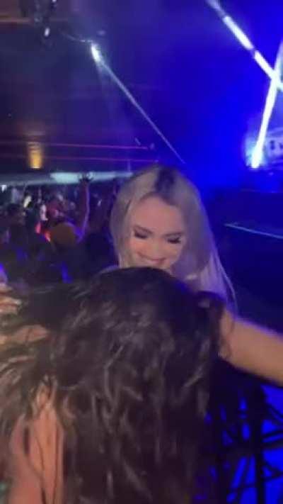 Kissing and licking in the club