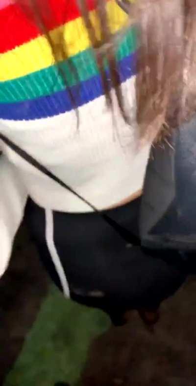 Fuck her mouth behind the dumpster