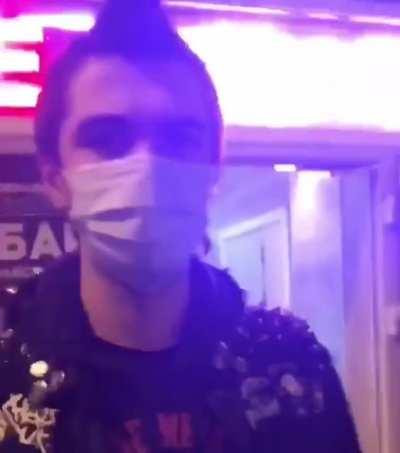 Russian Antifa member gets shot in the face with a flare gun in St. Petersburg.