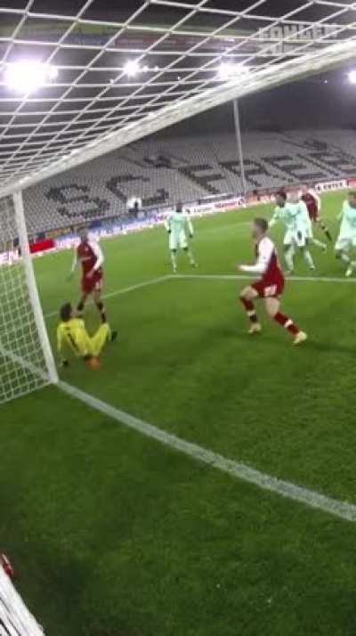 To score a goal against this goalkeeper