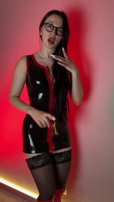My shine black latex dress