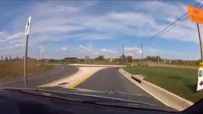 Going a little too fast in a Nissan GTR...