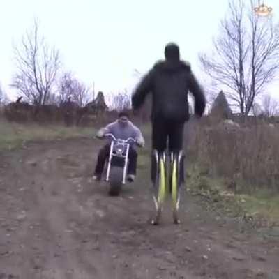 Stilts vs motorcycle