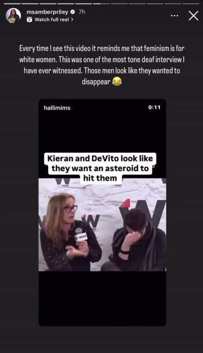 Amber Riley on IG: “Every time I see this video it reminds me that feminism is for white women.”