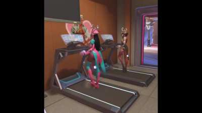 Syms using the treadmill.