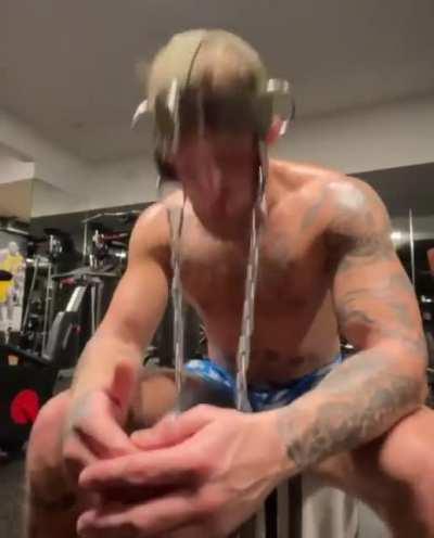 Jake Paul showing off his head game ahead of his fight against Tommy Fury