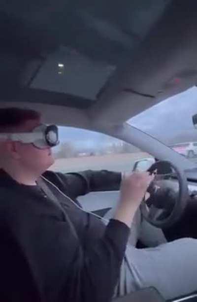 Driving with Apple Vision Pro in a Tesla