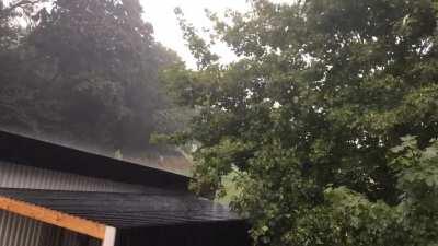 Severe hail mixed rain in southern Sweden.