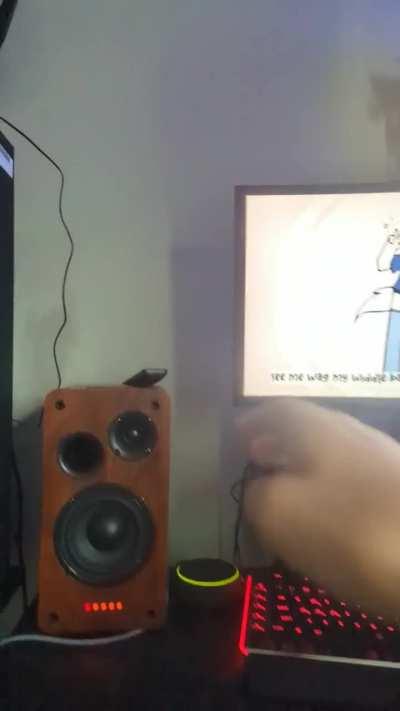 Alright you wanted it so I delivered! The whole desk was vibrating so hard the mouse moved on my terrible excuse for a 