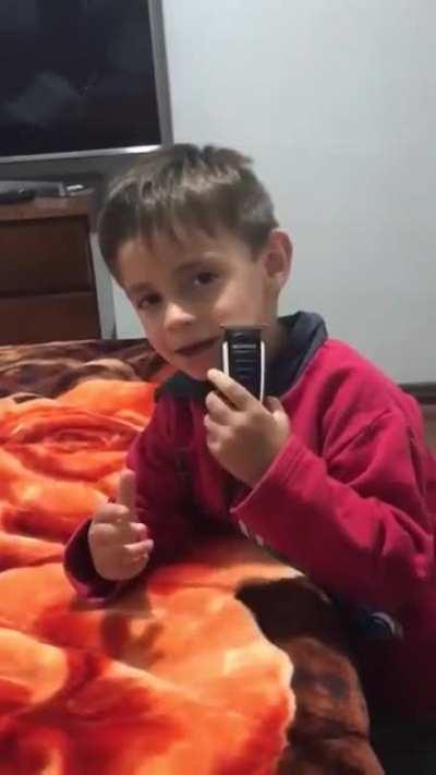 hey dad I can shave!