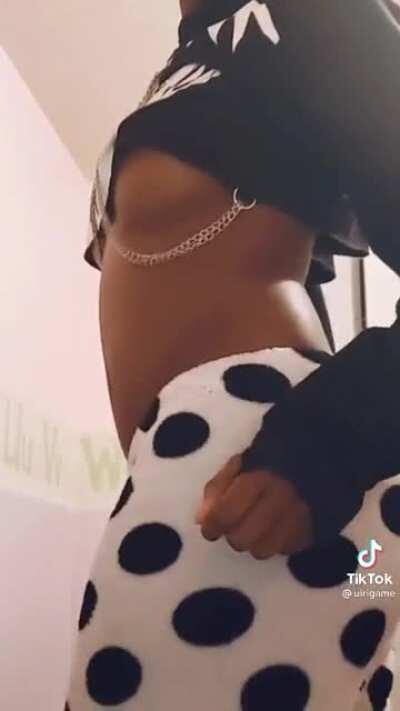 At the end when she turns.