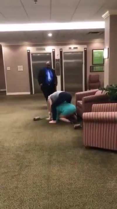 RACIST KAREN GETS HER ASS KICKED IN HOTEL