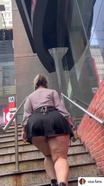 Big booty upskirt walking up the stairs
